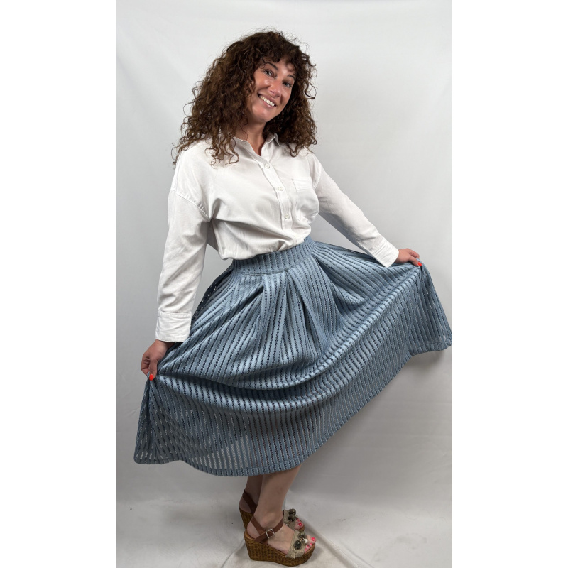 Boenzo Box Pleated Skirt Lace Stripe - Afbeelding 3