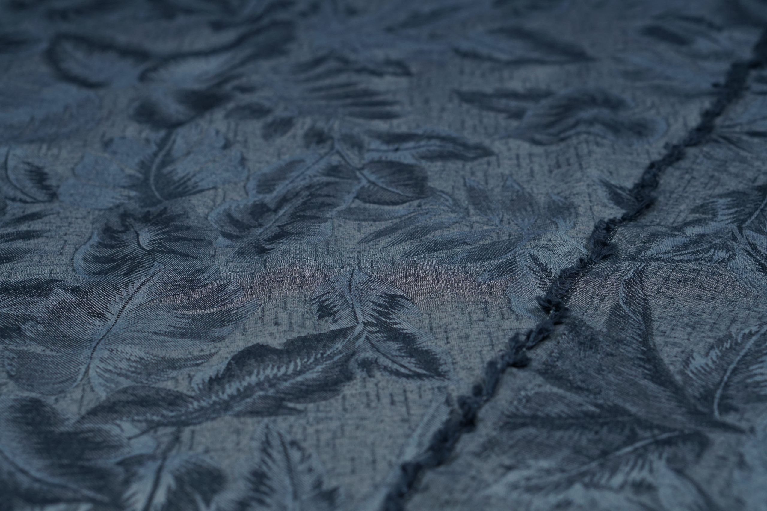 Jacquard vintage palm leaves blauw - Afbeelding 3