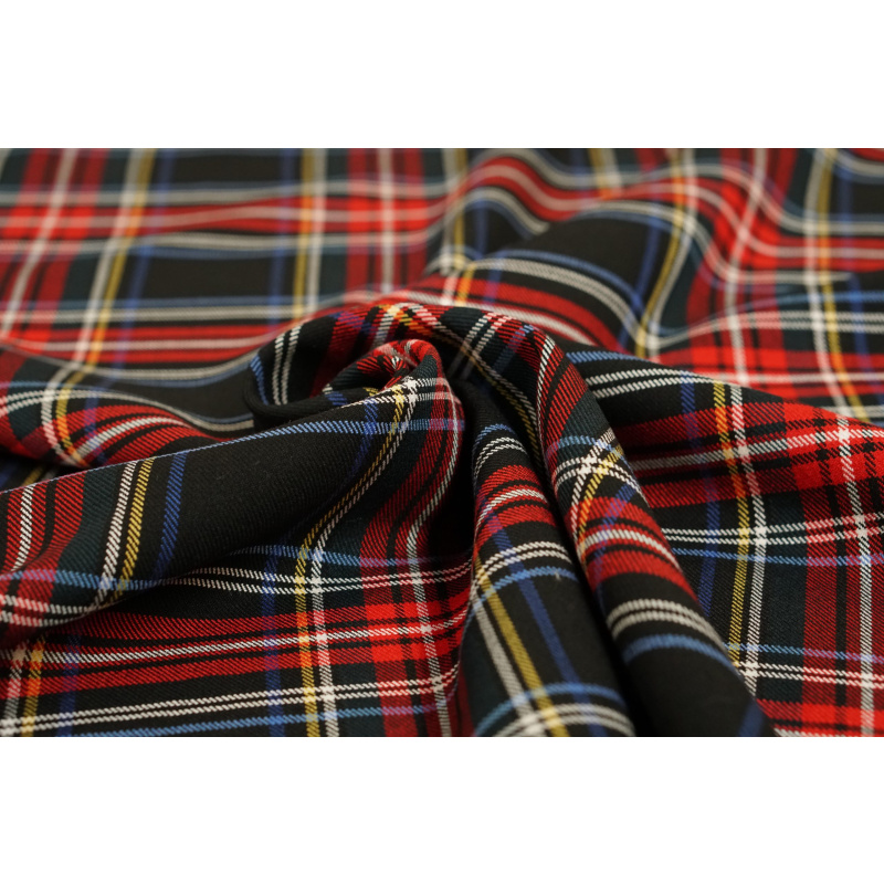 Schotse Ruit Stretch Stewart Zwart Groot