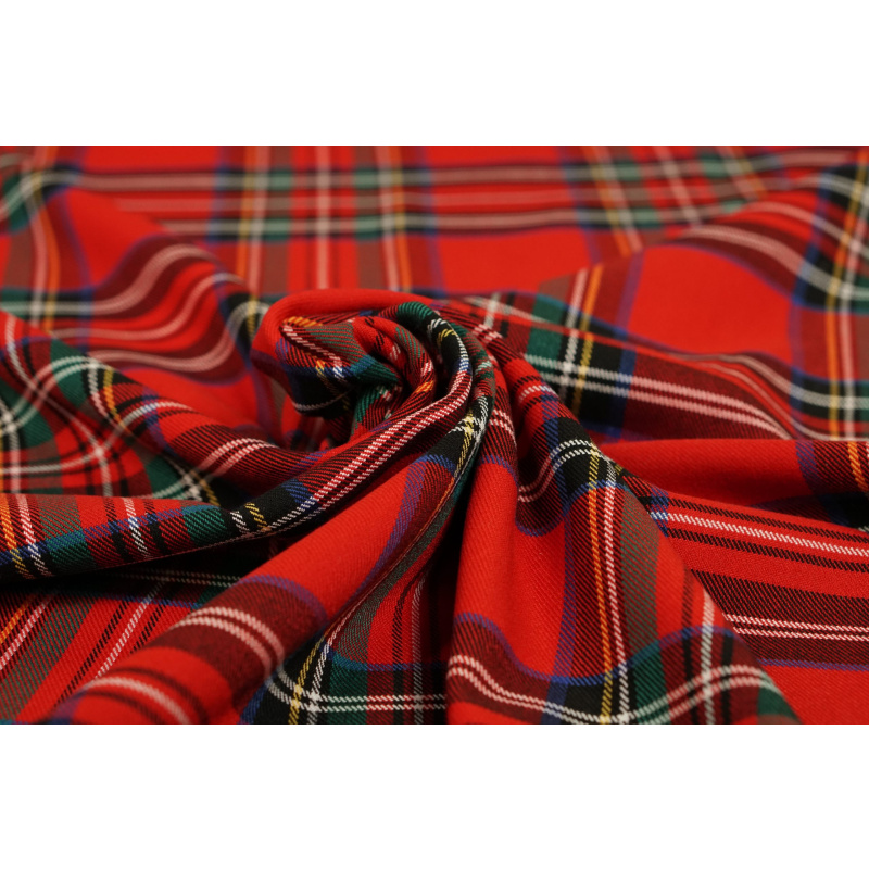 Schotse Ruit Stretch Stewart Rood Groot