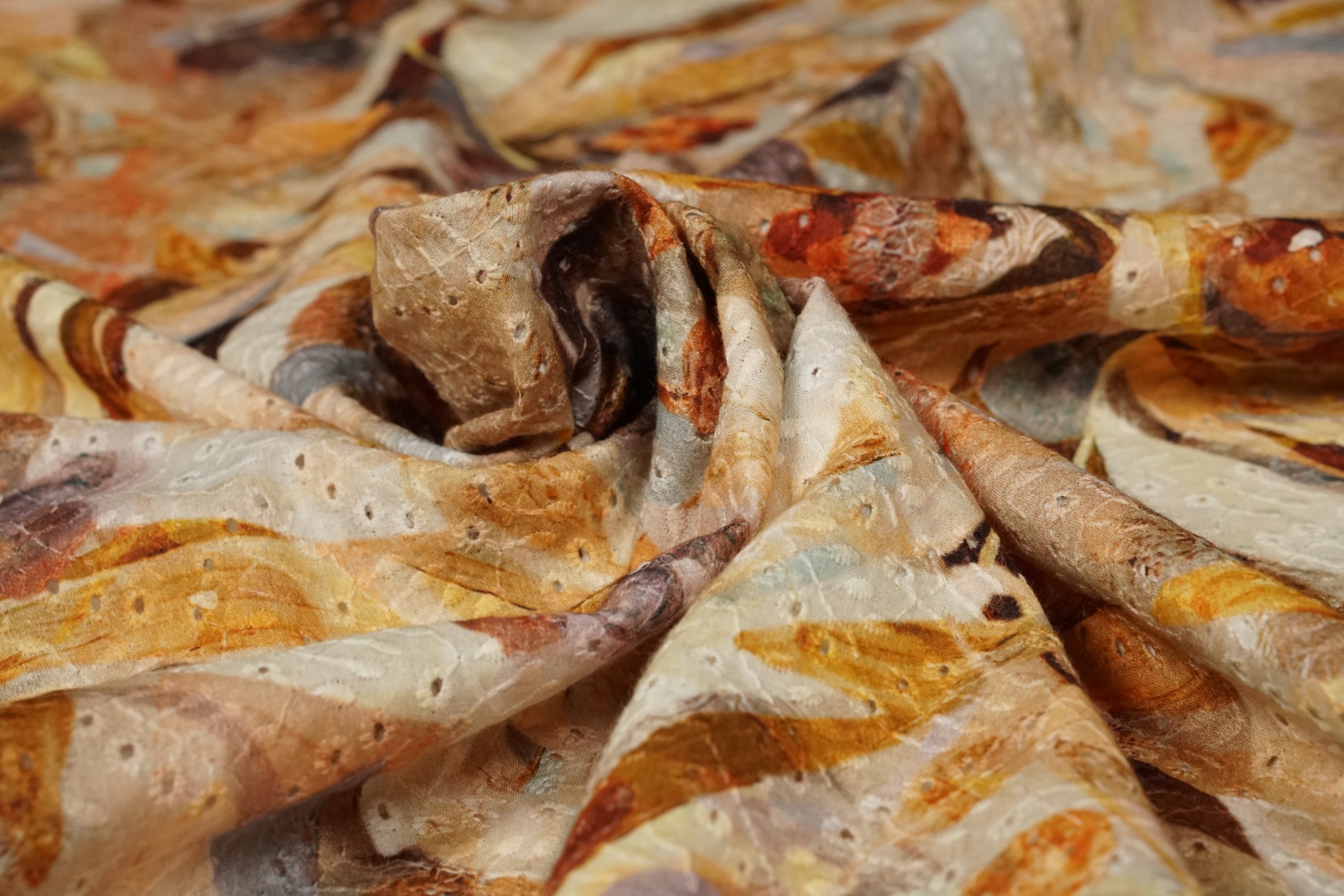 20814/455 Brownmix Cotton Embroidery